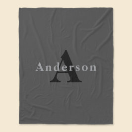 Name & Monogramm | Dunkelgrau Fleecedecke