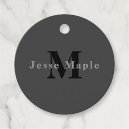 Name & Monogramm | Dunkelgrau Geschenkanhänger
