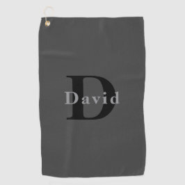 Name & Monogramm | Dunkelgrau Golfhandtuch