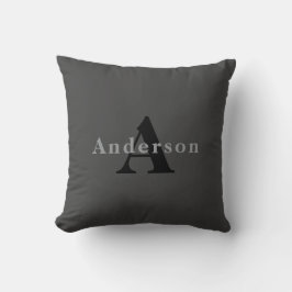 Name & Monogramm | Dunkelgrau Kissen