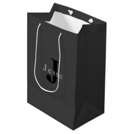 Name & Monogramm | Dunkelgrau Mittlere Geschenktüte