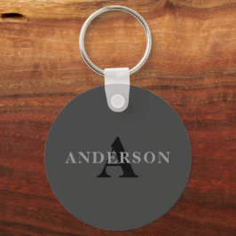 Name & Monogramm | Dunkelgrau Schlüsselanhänger