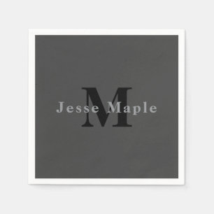 Name & Monogramm Dunkelgrau Serviette