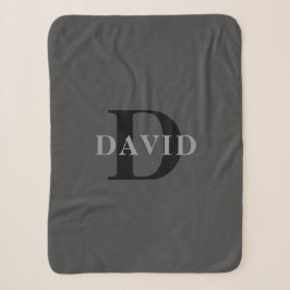 Name & Monogramm | Dunkelgrau Sherpadecke