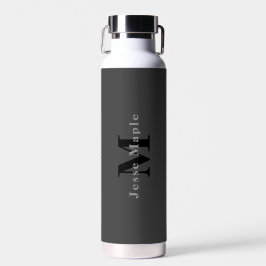 Name & Monogramm | Dunkelgrau Trinkflasche