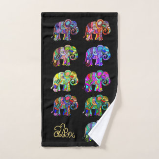 Name/Monogramm Elegant Black Elephant Lover's Handtuch
