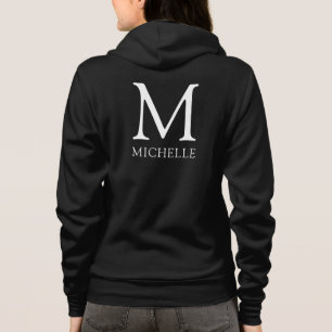 Name Monogramm Frauen Vorderseite Doppelschwarz Hoodie