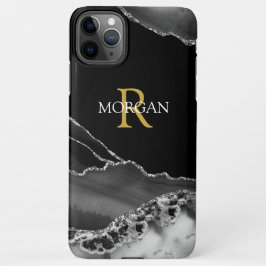 Name & Monogramm, graues schwarzes Tor, weißer Gol iPhone 11Pro Max Hülle