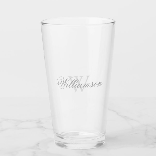 Name & Monogramm in Grau Glas (Vorderseite)
