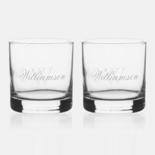 Name & Monogramm in Grau Whiskyglas