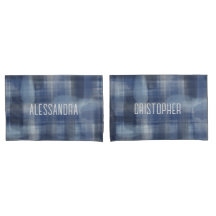 Name Monogramm Marineblau Aquarell kariert Tartan