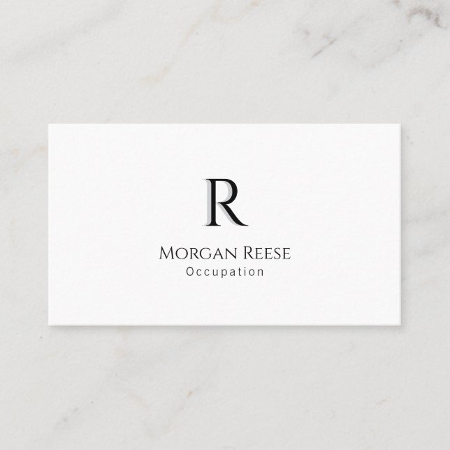Name, Monogramm mit Schatten, QR-Code, einfaches D Visitenkarte (Vorderseite)
