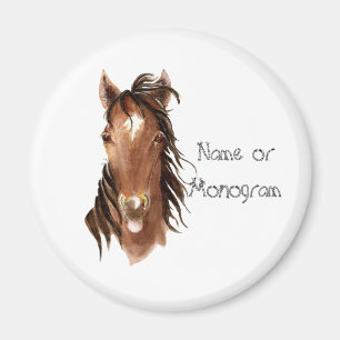 Name-Monogramm-Pferd mit Haltung Magnet