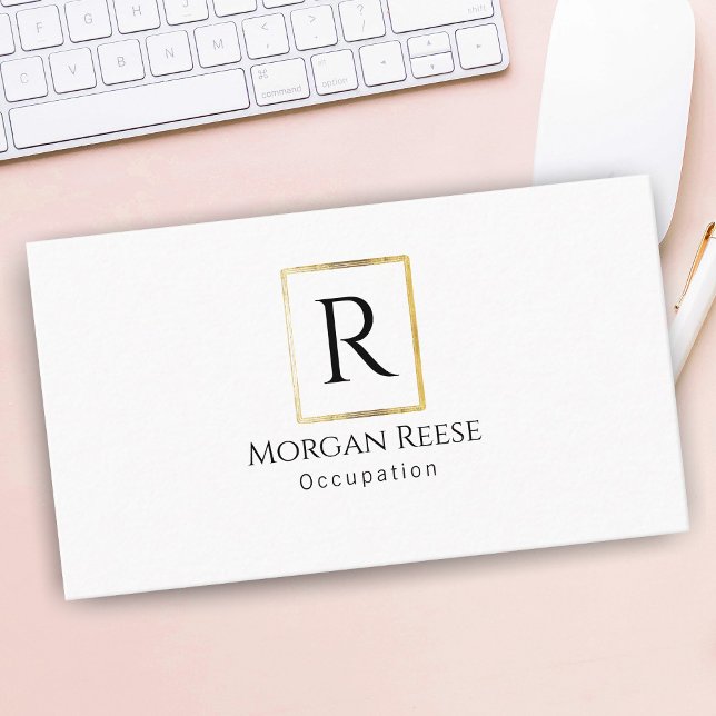 Name & Monogramm, QR-Code, Gold-Design Visitenkarte (Von Creator hochgeladen)