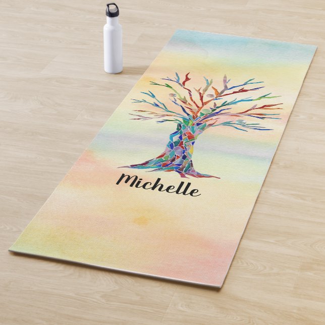 Name Monogramm Regenbogenbaum Yogamatte (Beispiel)