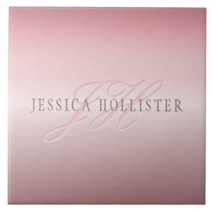 Name & Monogramm Sanfter falscher Rosen-Gold-Blu Fliese