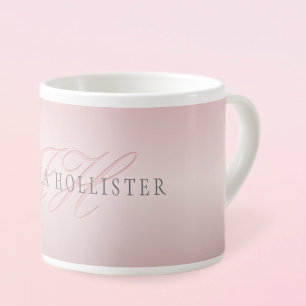 Name & Monogramm   Sanfter falscher Rosen-Gold-Rou Espressotasse