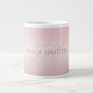 Name & Monogramm   Sanfter FAUX-Roségold-Blush Jumbo-Tasse