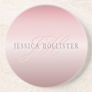 Name & Monogramm Sanftes FAUX Roségold Rouge Getränkeuntersetzer