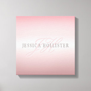 Name & Monogramm Sanftes FAUX Roségold Rouge Leinwanddruck