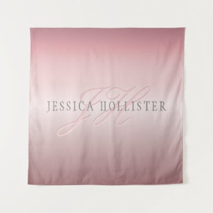 Name & Monogramm Sanftes FAUX Roségold Rouge Wandteppich