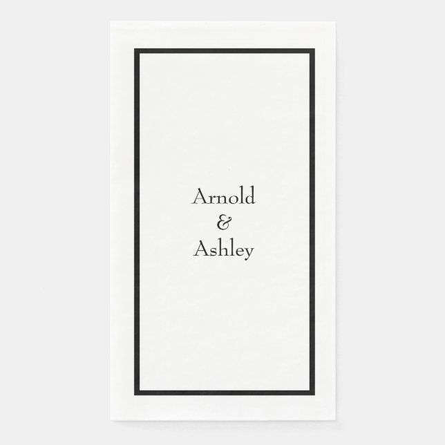 Name Monogramme Schwarz-weiße Hochzeit Brautparty Serviette (Vorderseite)