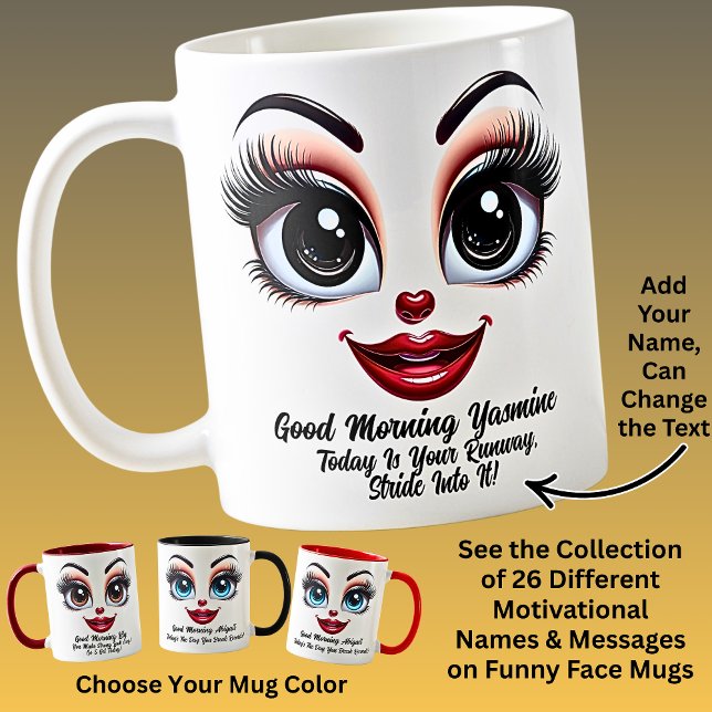 Name Motivation Yasmine Fabulous Eyes Funny Face Kaffeetasse (Von Creator hochgeladen)
