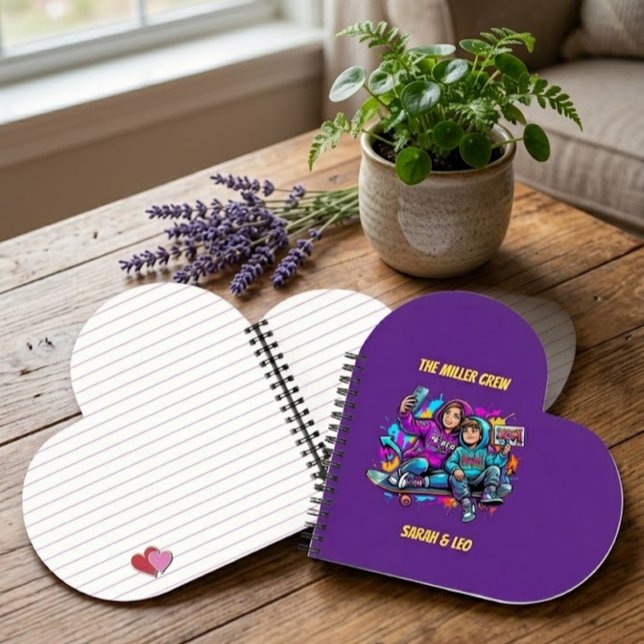 Name Mutter Sohn Skater Purple Heart Notizbuch (Von Creator hochgeladen)