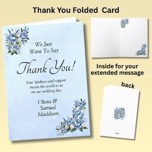 Name & Nachricht auf Blue Peony Blue Wedding Suite Dankeskarte