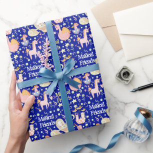 Name, Narwhal Mermaid Unicorn Dragon Kleine Printw Geschenkpapier