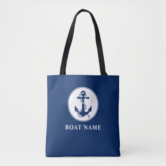Name Nautic Anchor & Rope Navy Blau Weiß (Vorderseite)