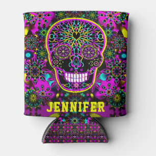 Name Neon Sugar Skull Artwork hinzufügen Dosenkühler