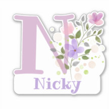 Name Nicky & Initial mit Blumendesign