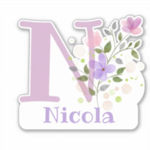 Name Nicola & Initial mit Blumendesign