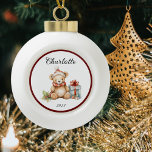 Name Niedlich Christmas Teddy Keramik Kugel-Ornament<br><div class="desc">Personalisieren Sie diese Niedliche Teddy Keramik Bauble und feiern Weihnachten in diesem Jahr,  mit einer Vintagen Touch. Ideal für Kinder,  Familien und Freunde.</div>