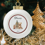 Name Niedlich Christmas Teddy Keramik Kugel-Ornament<br><div class="desc">Personalisieren Sie diese Niedliche Teddy Keramik Bauble und feiern Weihnachten in diesem Jahr,  mit einer Vintagen Touch. Ideal für Kinder,  Familien und Freunde.</div>
