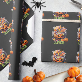 Name Niedlich Orange Lila Pumpkin Halloween Lecker Geschenkpapier