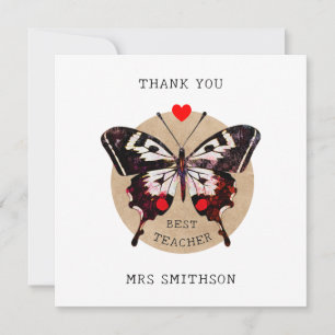 Name Niedliches Vintages Schmetterlingsherz Bester Dankeskarte