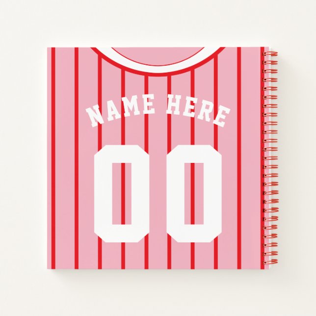 Name & Number Baseball Softball Jersey Notebook Notizbuch (Rückseite)