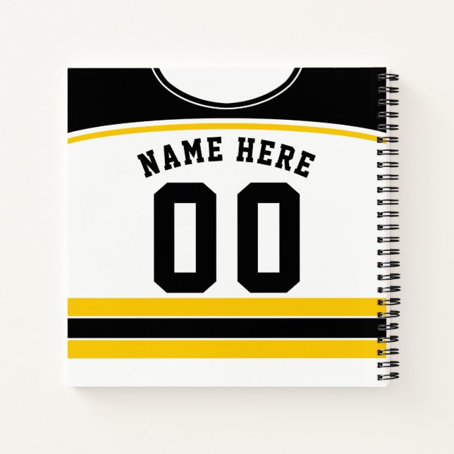 Name & Number Hockey Jersey Notebook Template Notizbuch (Rückseite)