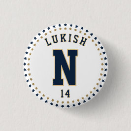 Name Number Stars Navy Blue und Gold Veteran Button
