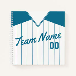 Name & Nummer Baseball Softball Aquamarin Jersey Notizbuch