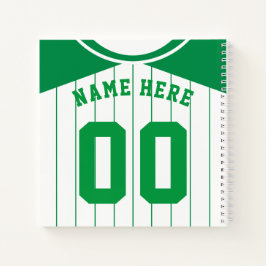 Name & Nummer Baseball Softball Green Jersey Notizbuch