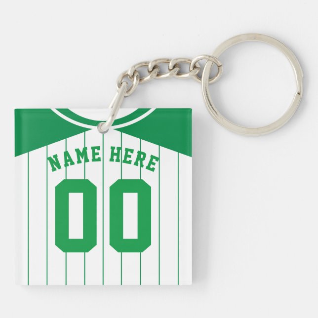 Name & Nummer Jersey Keyring, Baseball Softball Schlüsselanhänger (Rückseite)