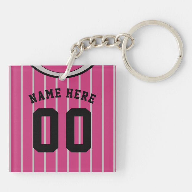 Name & Nummer Jersey Keyring, Baseball Softball Schlüsselanhänger (Rückseite)