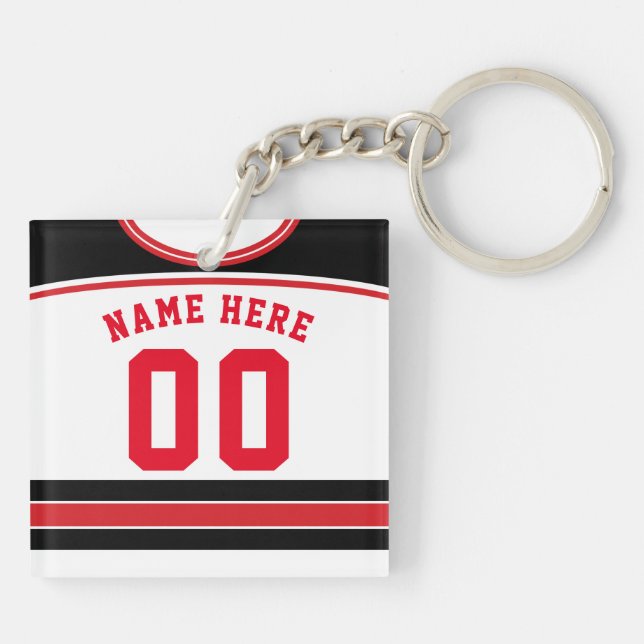 Name & Nummer Jersey Keyring, Hockey Lacrosse Schlüsselanhänger (Rückseite)