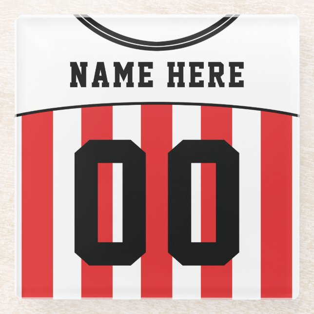 Name & Nummer Jersey Untersetzer, Fußball Glasuntersetzer (Vorderseite)