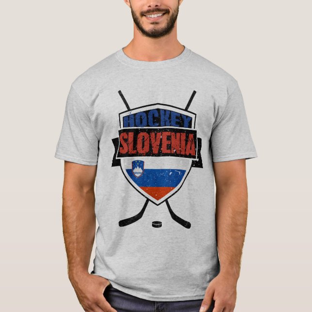 Name & Nummer Print Slowenischer Eishockey-T - Shi T-Shirt (Vorderseite)