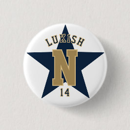 Name Nummer Star Navy Blue und Gold Veteran Button