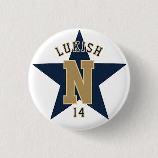 Name Nummer Star Navy Blue und Gold Veteran Button